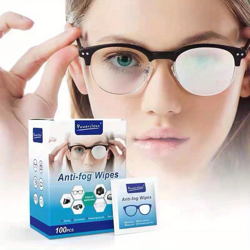 100 toallitas antiniebla para lentes, toallitas de limpieza prehumedecidas  para gafas, de secado rápido y sin rayones, Moda de Mujer
