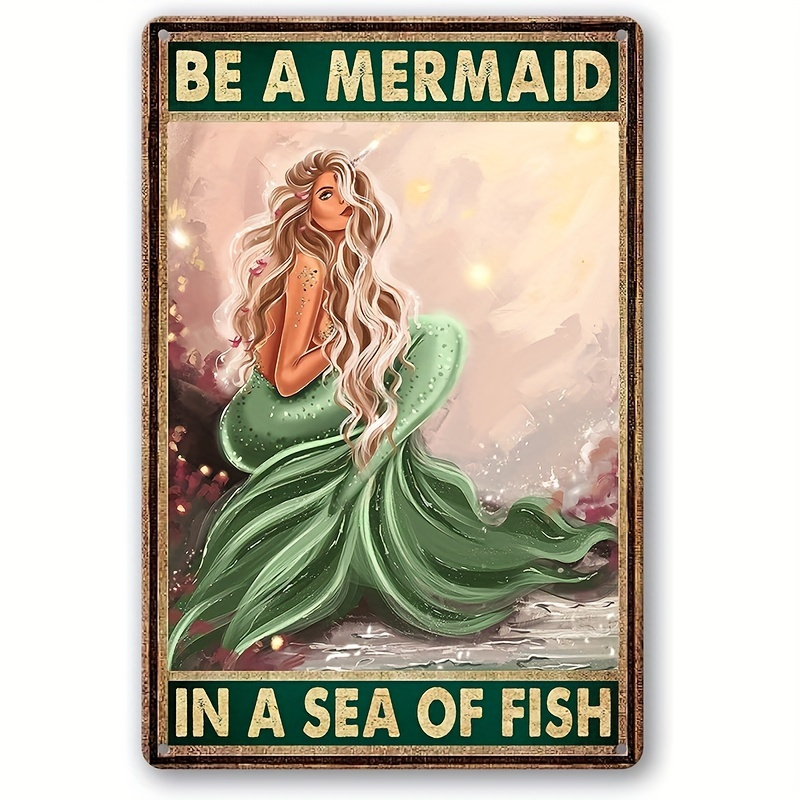  Vintage Style Funny How to Catch a Mermaid Fishing Home Wall  Art Decor Metal Plaque Tin Sign for Outdoor Garage Street Shop Kitchen Bar  Restaurant 12x8inch : Home & Kitchen