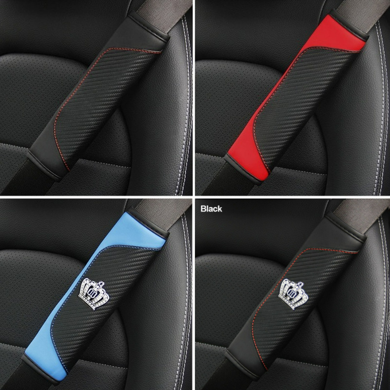 

Carbon Fiber Leather Crown Seat Belt Cover - Universal Auto Seat Belt Covers With Shoulder Protection - Pu Leather Surface