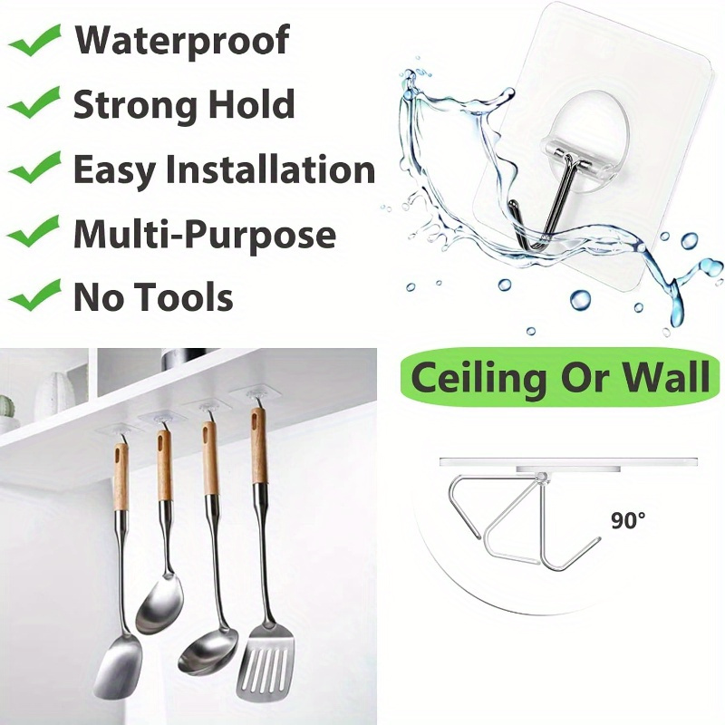 Wall Hooks Transparent Reusable Seamless Hooks Waterproof - Temu