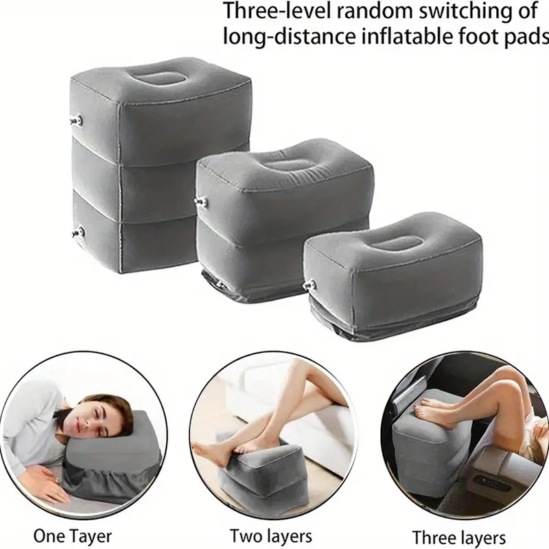 Inflatable Travel Footrest Leg Foot Rest Air Plane Pillow Pad Kids Bed  Portab-_`