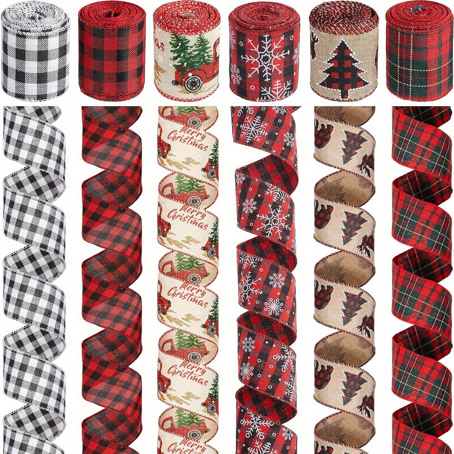 Checkered Glittered Ribbon, Designer Wired Ribbon, Wreath Supplies