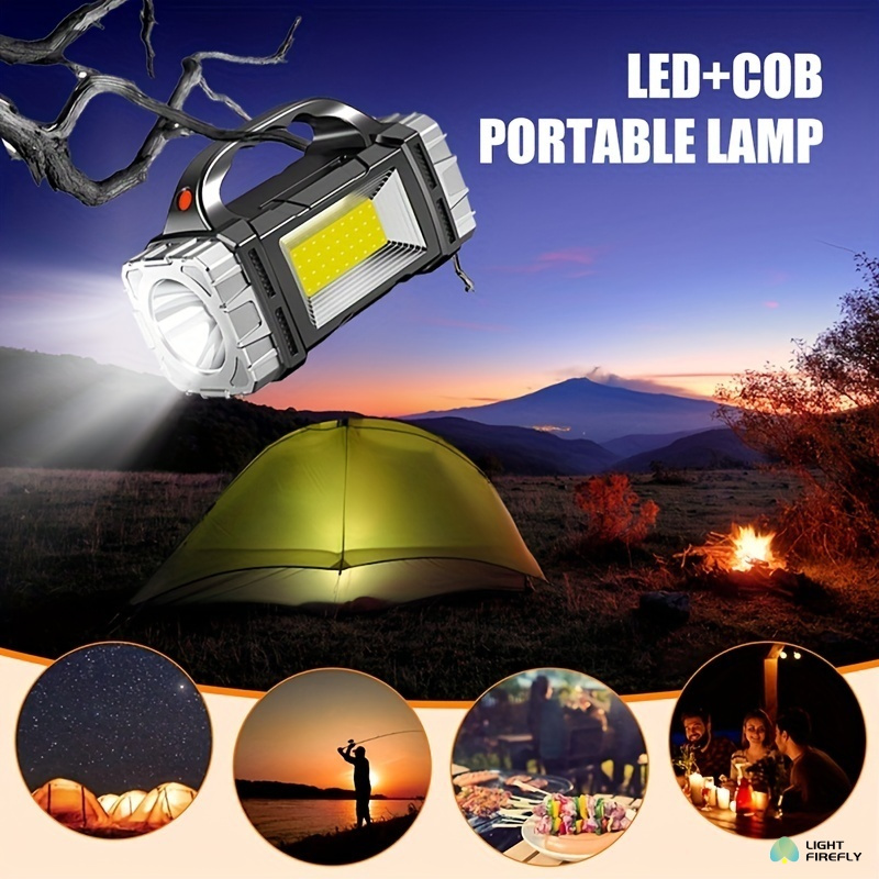 Multifunctional Solar Light, USB Rechargeable LED Flashlight, Portable  Light With Side Light, Waterproof Torch, For Home, Camping, Fishing,  Hiking, Ni