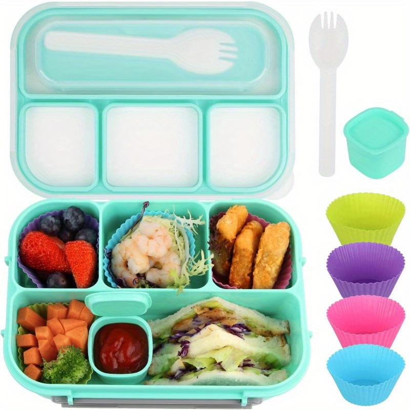 Multi-color Washable Square Lunch Box With Spoon And Fork