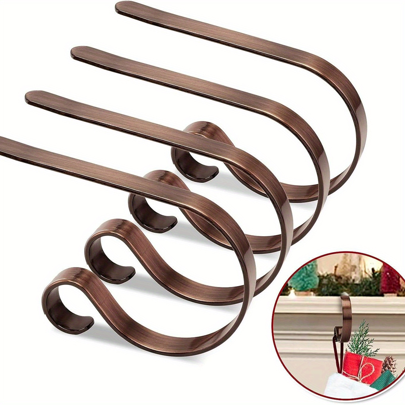 4pcs Christmas Stocking Holders Lightweight Stocking Hook No Slip Stocking  Hangers For Mantel Fireplace Hanging Adjustable Mantel Stocking Hanger  Christmas Wreath Hook Applicable For Ages 14 And Above