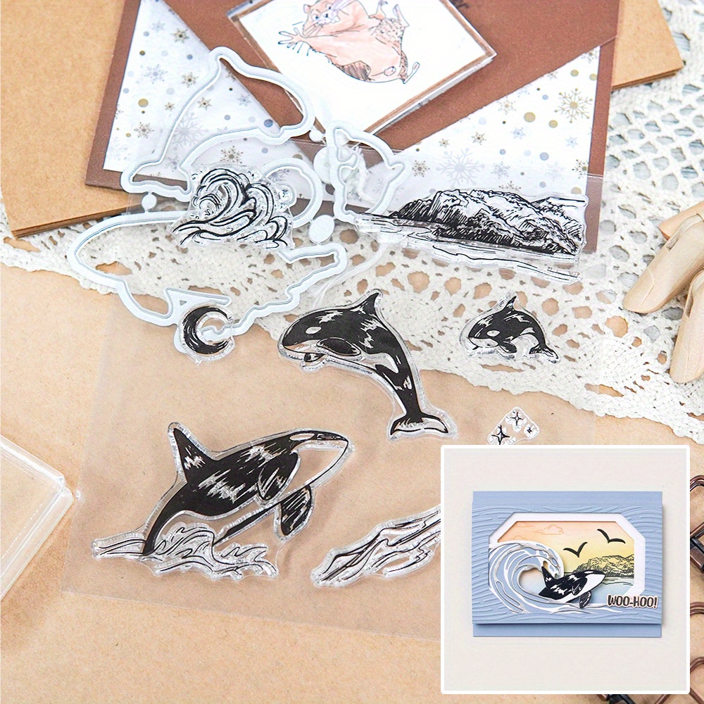 Whale Clear Stamps Die Sets Cardmaking ：cute Whale / Sea - Temu