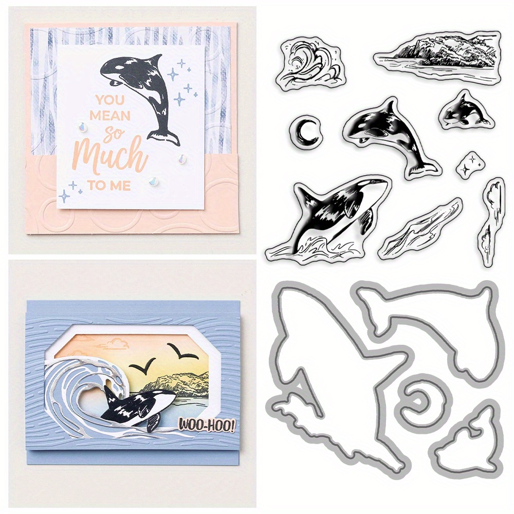 Ocean Fish Silicone Clear Stamp and Die Sets for Card Making, Cutting Dies  Cut S