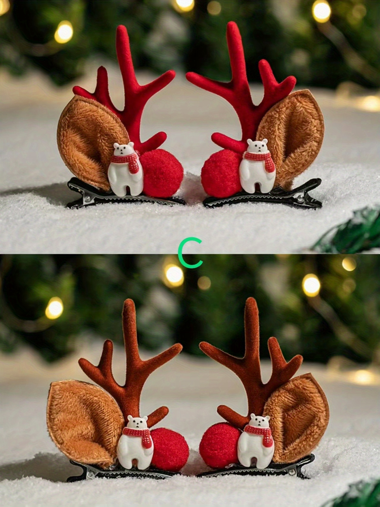 2pcs Christmas Hair Clip Cute Reindeer Antlers Hair Clips, Bobby Pins, Hairpins Christmas Hair Accessories for Girls Women,Bows,Temu