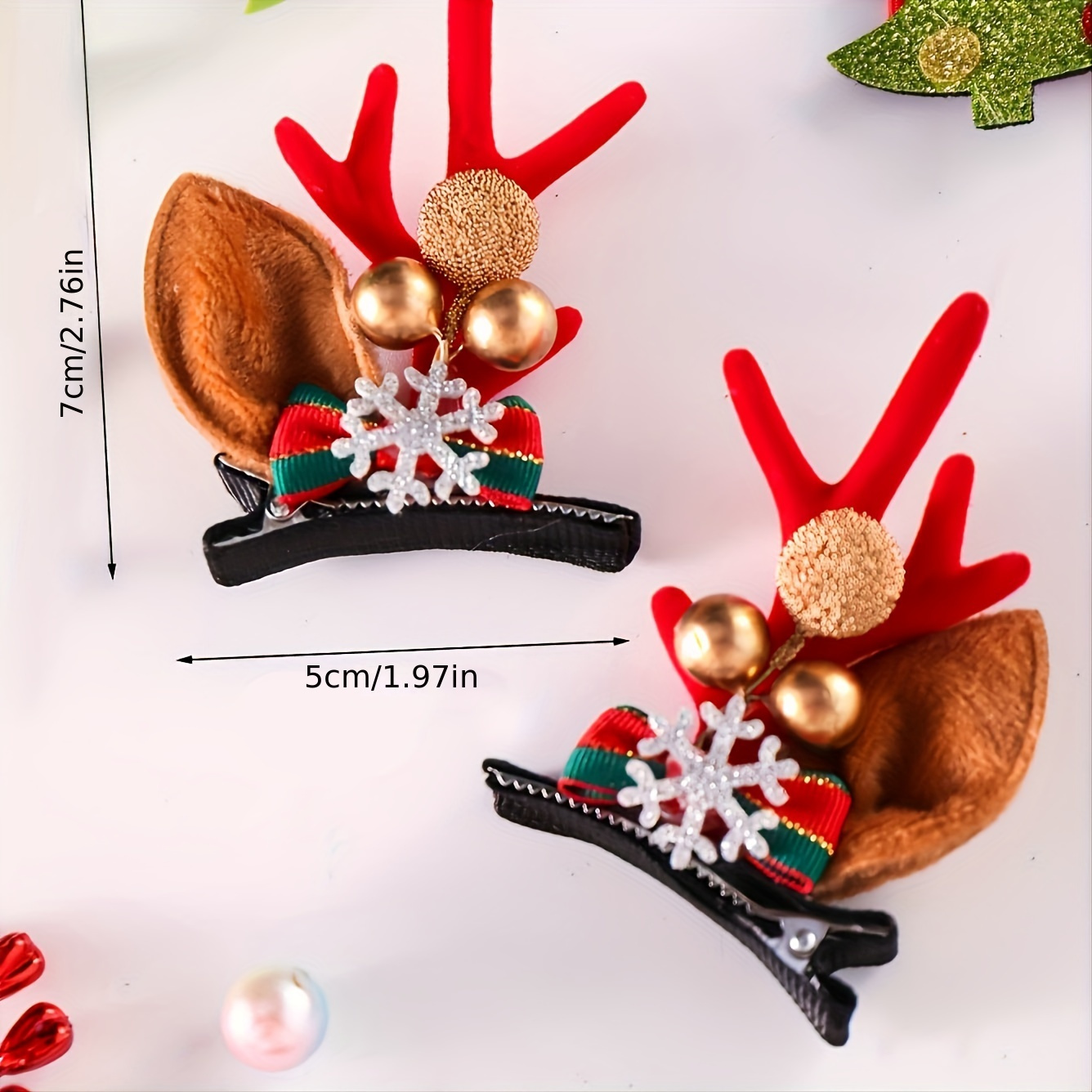 2pcs Christmas Hair Clip Cute Reindeer Antlers Hair Clips, Bobby Pins, Hairpins Christmas Hair Accessories for Girls Women,Bows,Temu