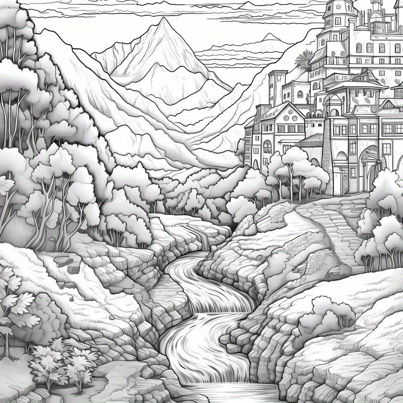 A4 Paper Thickened 20 Pages Landscape Themed Coloring Book - Temu