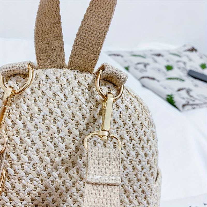 Straw Woven Designer Mini Backpack For Women Fashionable Stripe