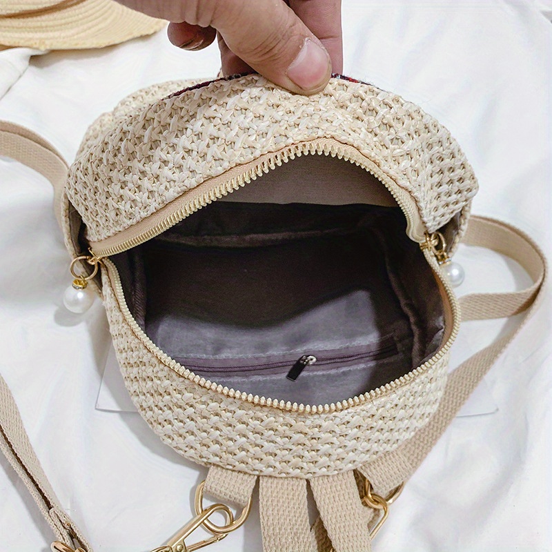 Straw Woven Designer Mini Backpack For Women Fashionable Stripe