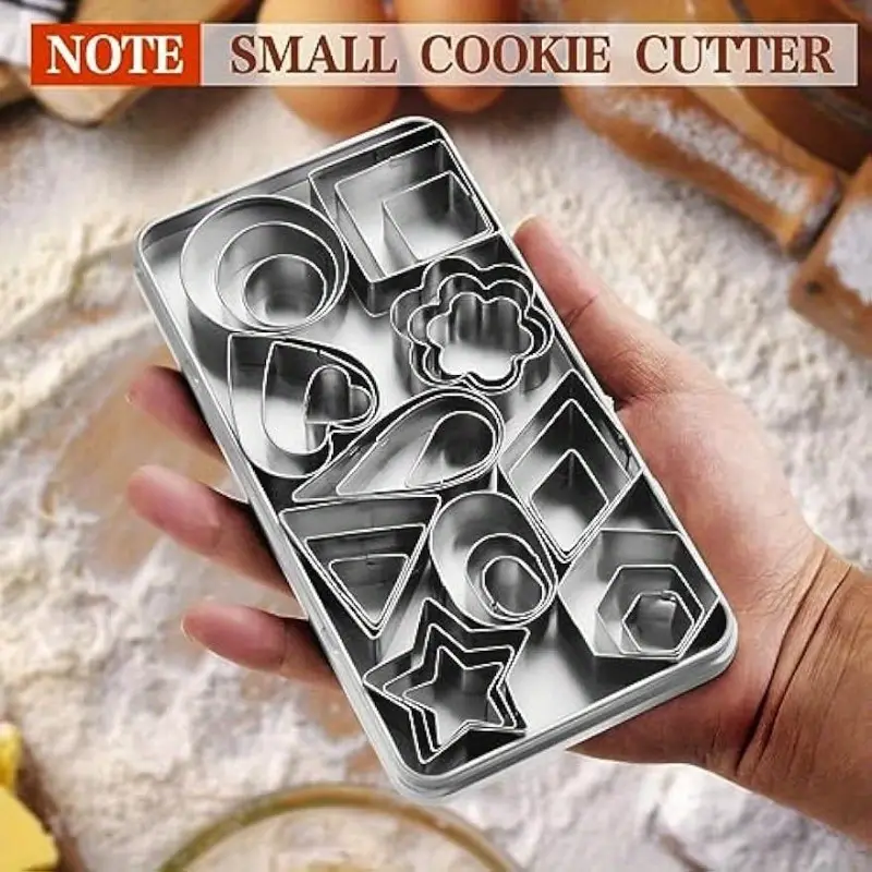 Metal Cookie Cutter Set - Heart Star Round Flower Shape Cookie Cutters  Stainless Steel Biscuit Cutter Heart Small Square Cookie Cutters Mini Oval