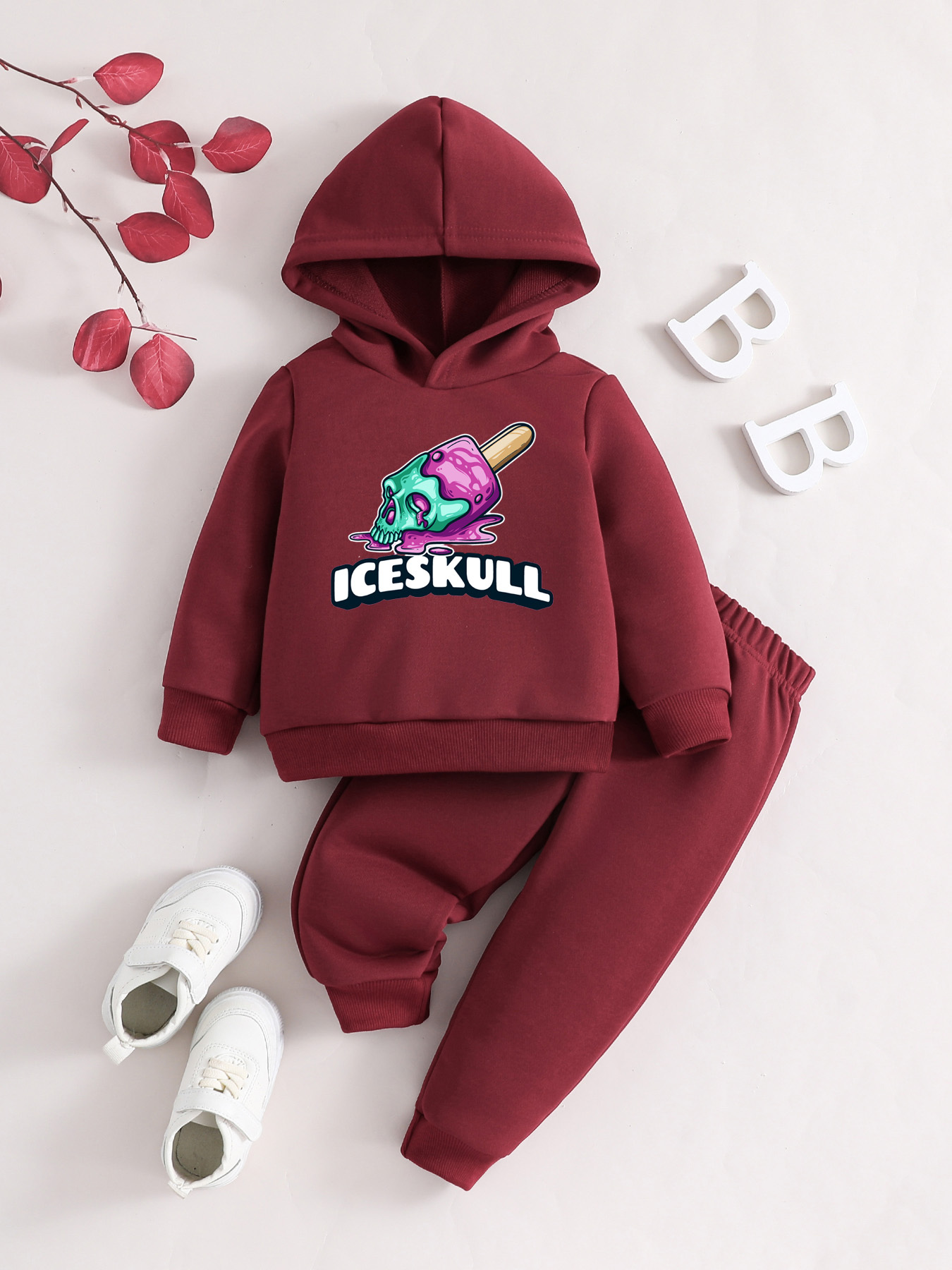 Fleece Outfit Set Baby Girls Comfy Set Letter Ice Cream - Temu