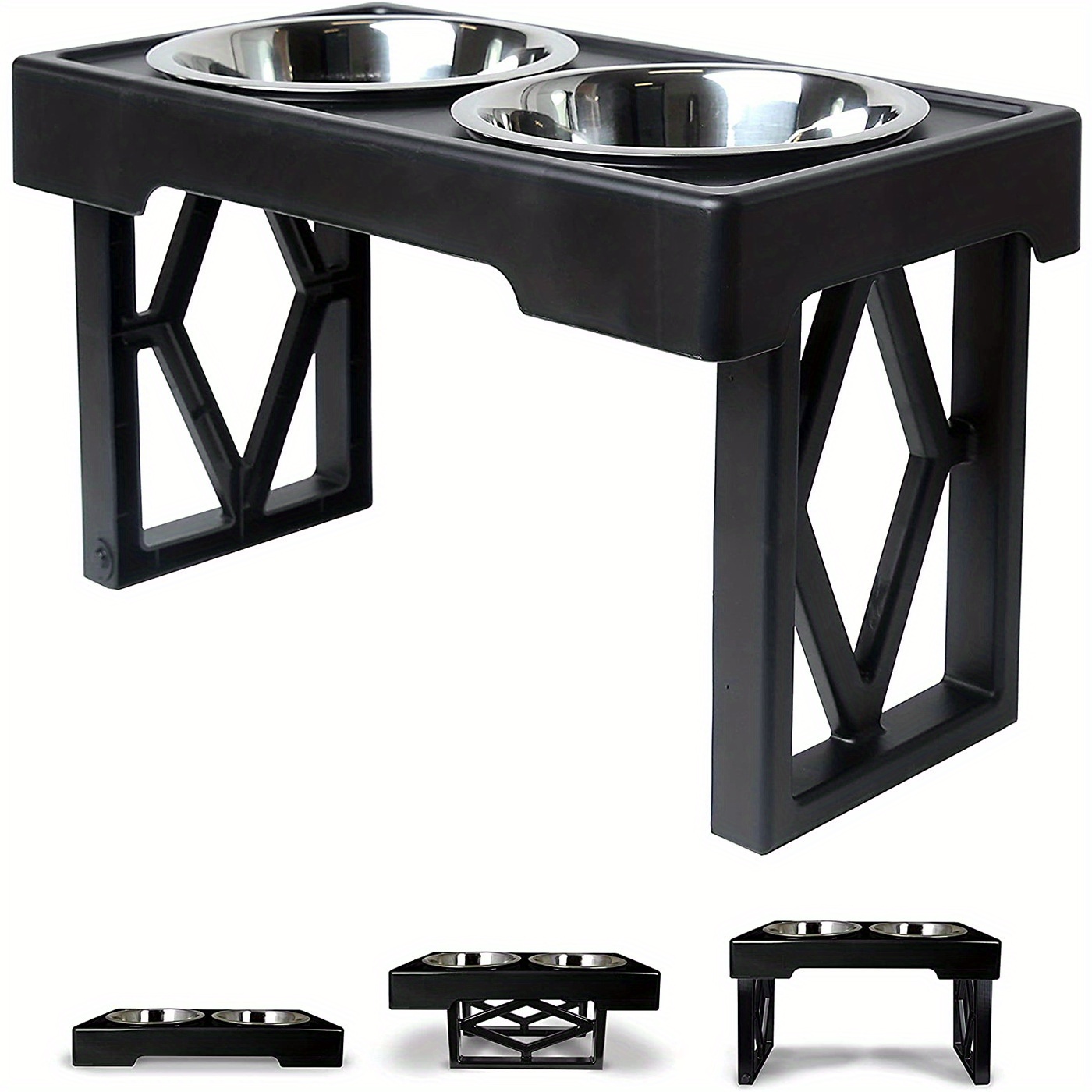 Adustable Elevated Dog Double Bowls 1 Raised Slow Feeder Dog - Temu