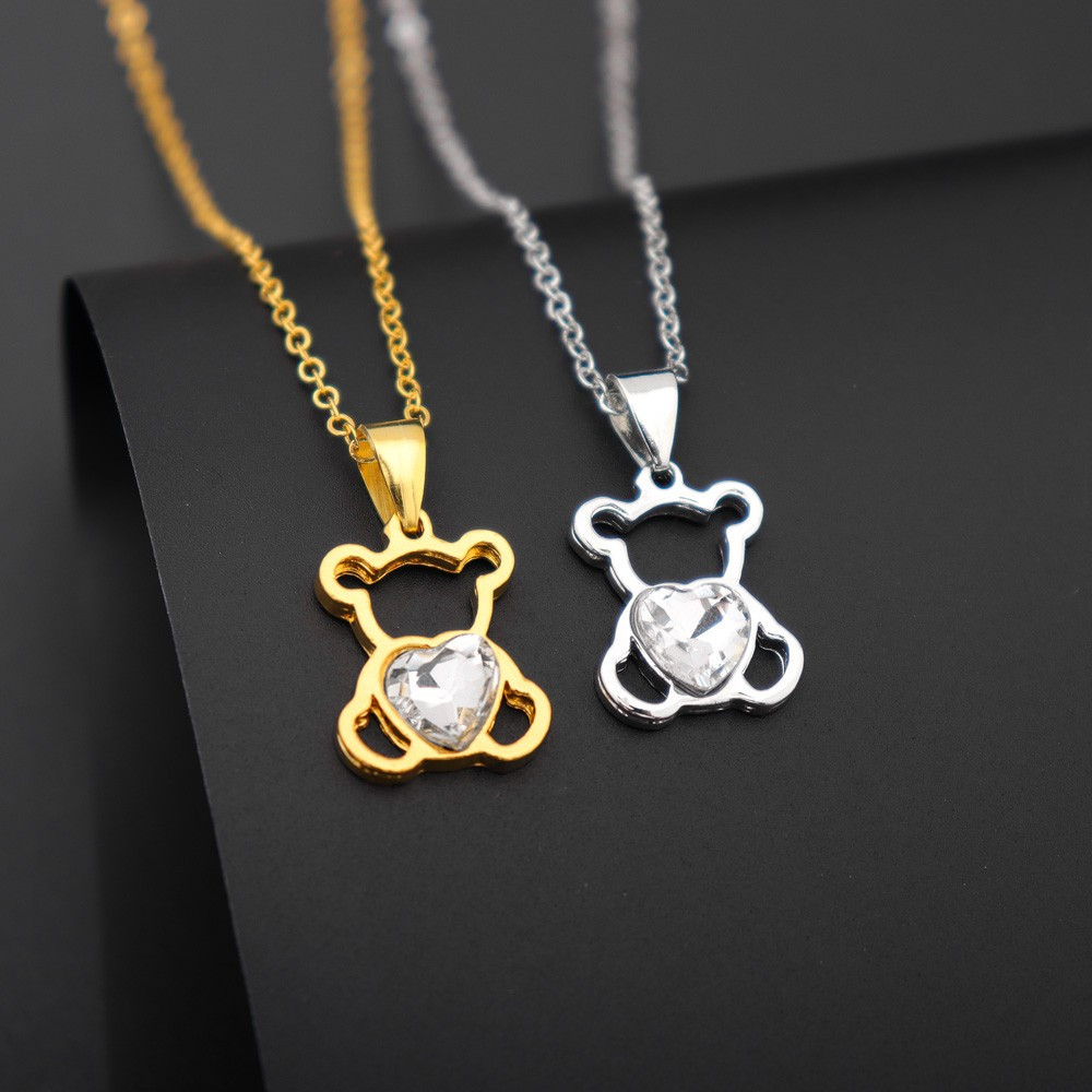 Cute Mini Plush Bear Pendant Necklaces Girls Fashion Long - Temu