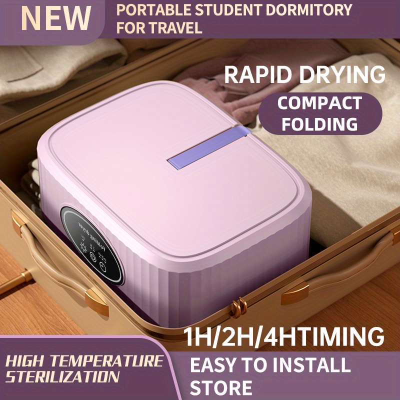 Secador manual de ropa portátil, mini secador compacto giratorio no  eléctrico para RV, camping, escuela, apartamento, dormitorio (rosa)