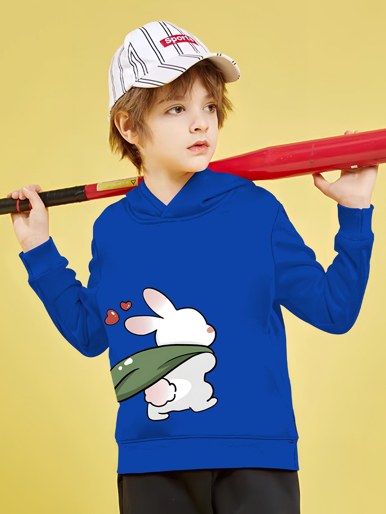 Adorable Bunny Print Boys Casual Pullover Long Sleeve Temu