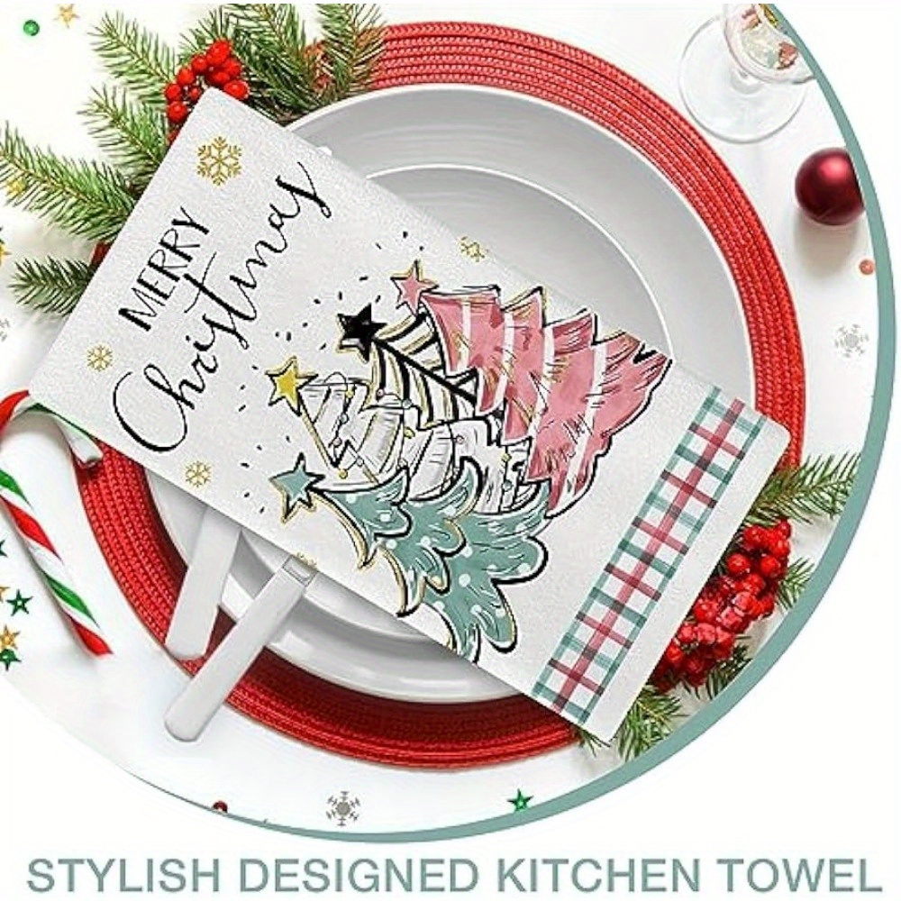 Christmas Kitchen Towels, Elk Pine Tree Snowflake Pattern Printed Towel  Dish Towels, Christmas Decor, Dining Table Decor, Kitchen Supplies, Home  Decoration, Gift - Temu