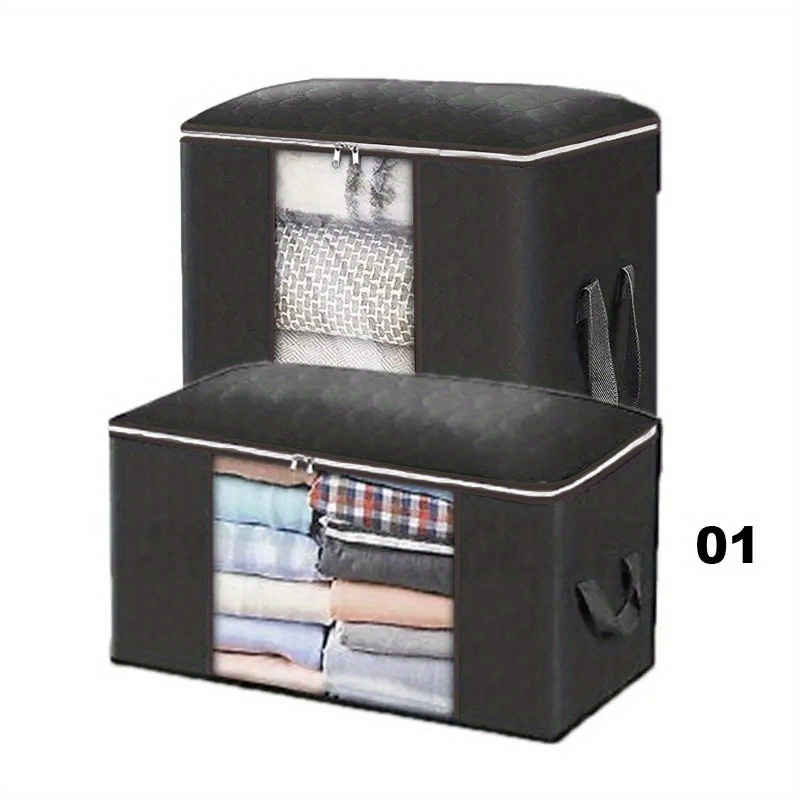 Large Capacity Clothes Storage Bag Organizer With Reinforced - Temu