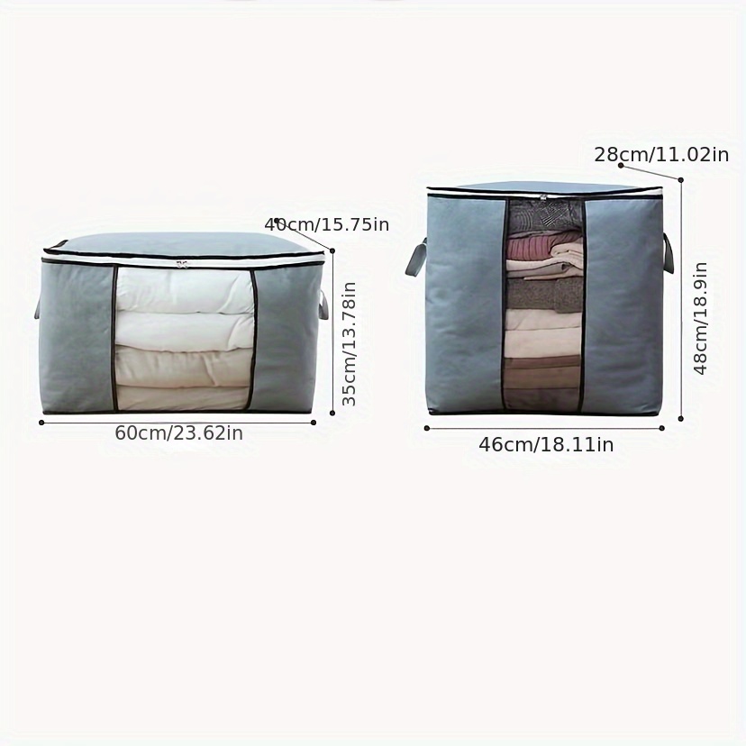 extra large foldable storage bag for clothes comforters blankets   thick fabric with reinforced handles sturdy zipper clear viewing window details 2