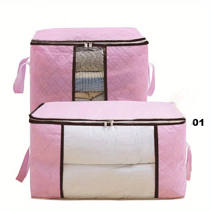 extra large foldable storage bag for clothes comforters blankets   thick fabric with reinforced handles sturdy zipper clear viewing window details 6