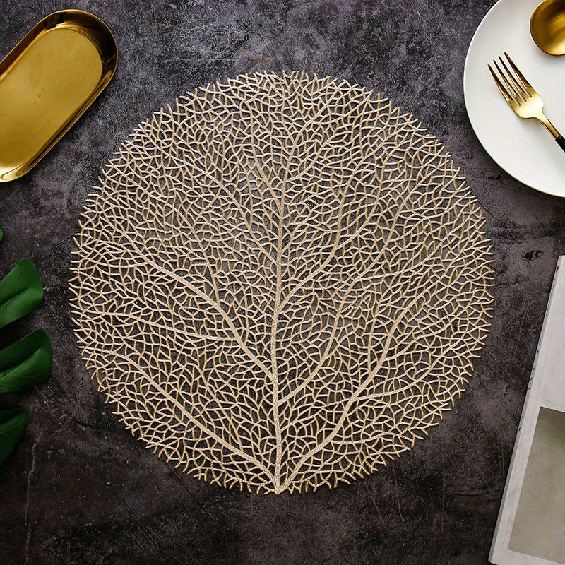 Round Plastic Placemat Leaf Shaped Pvc Dining Table Mat - Temu