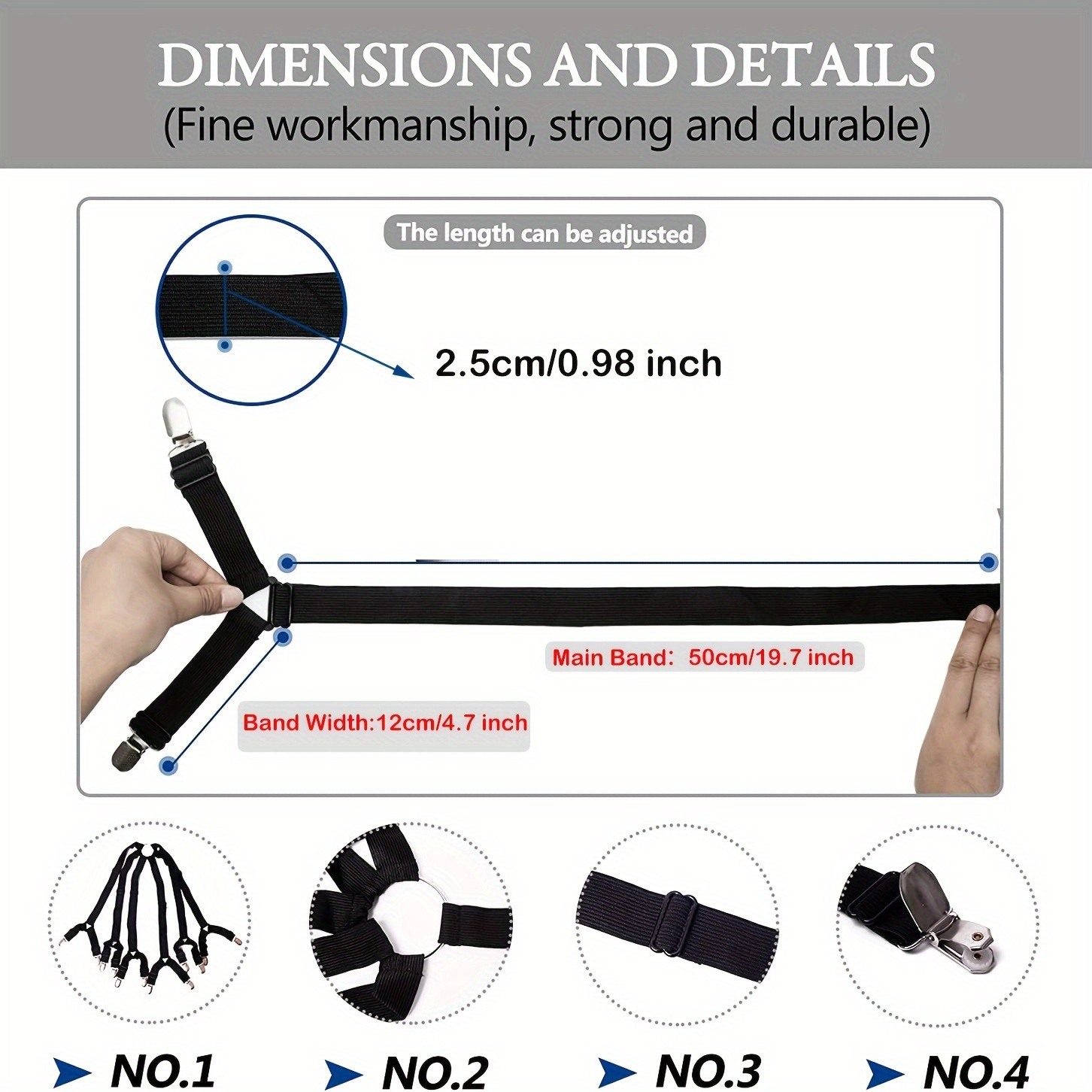   adjustable bed sheet holder with 12 clips non slip elastic grippers for mattresses covers blankets details 1