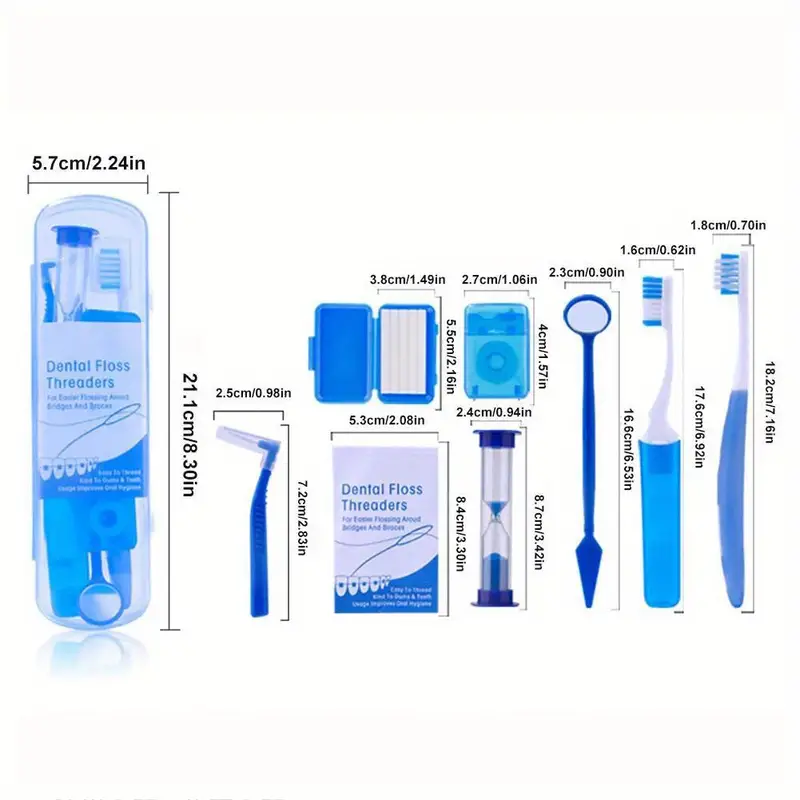 8pcs set orthodontic dental care kit braces toothbrushe dental mirror interdental brush and more with carrying case box details 5