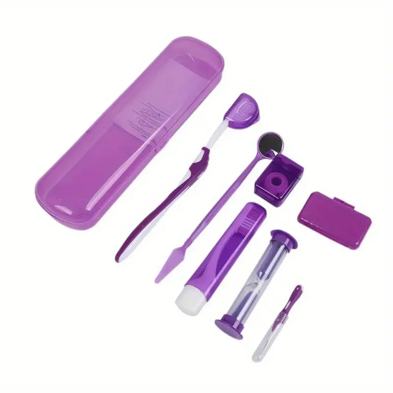 8pcs set orthodontic dental care kit braces toothbrushe dental mirror interdental brush and more with carrying case box details 9