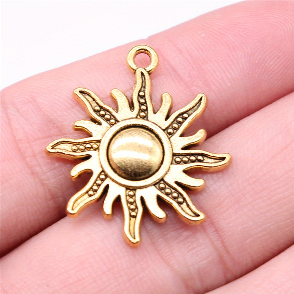 10pcs/20pcs DIY Vintage Alloy Sun Small Pendant Charms Bulk for Keychain Necklace Earrings Jewelry Making Supplies Multicolor Optional,Temu