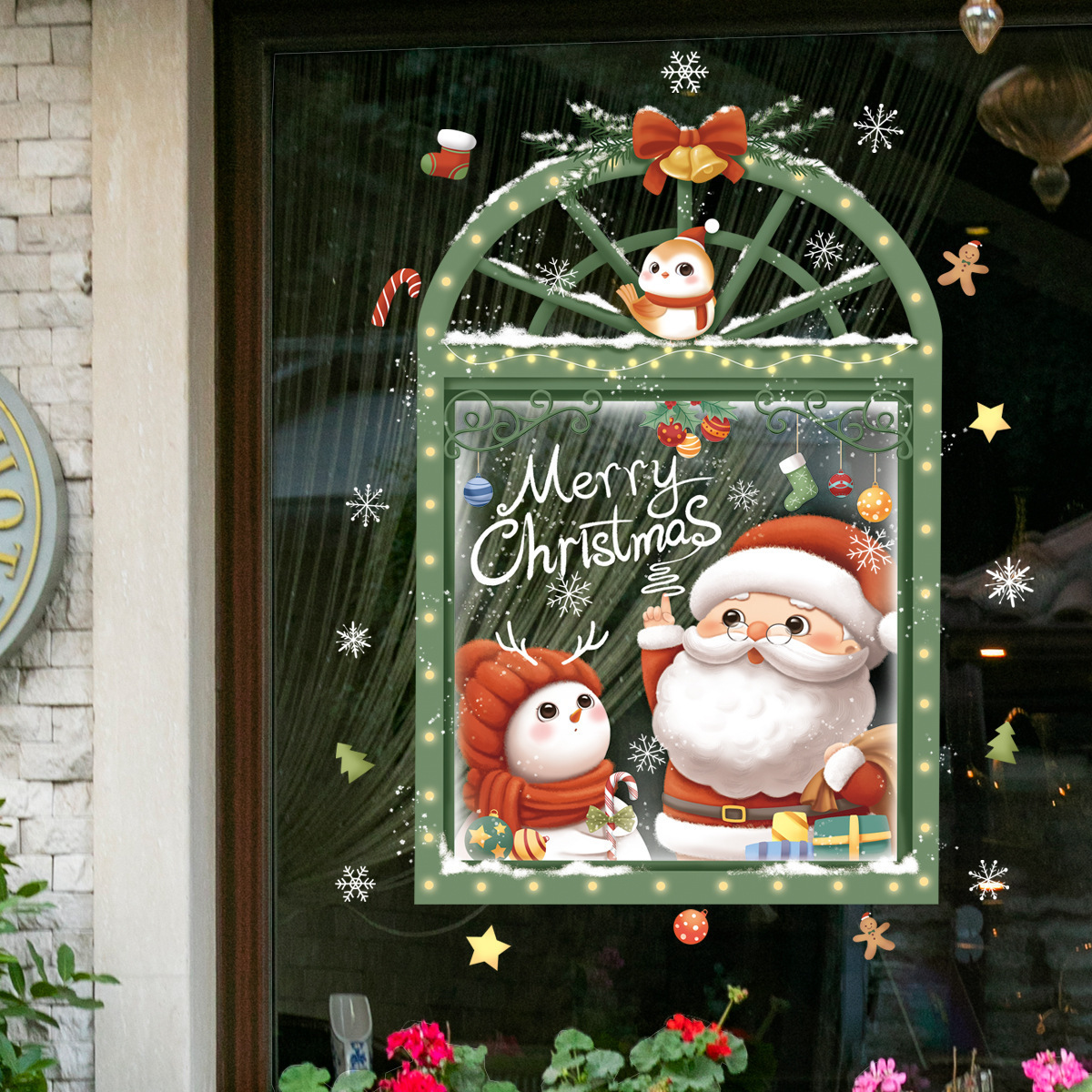 Christmas Stickers Glass Display Windows Christmas Decorations