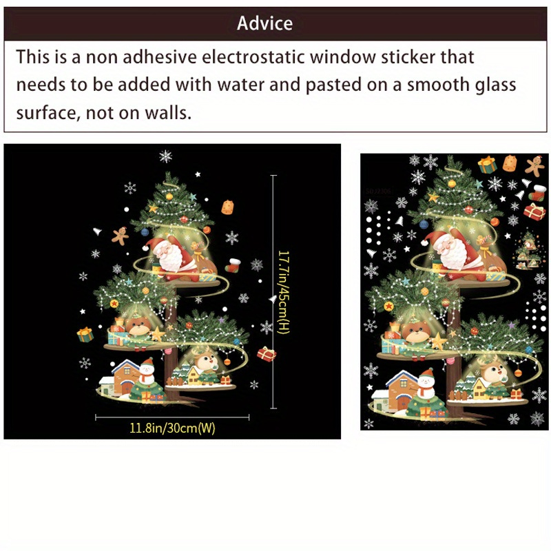Christmas Stickers Glass Display Windows Christmas Decorations