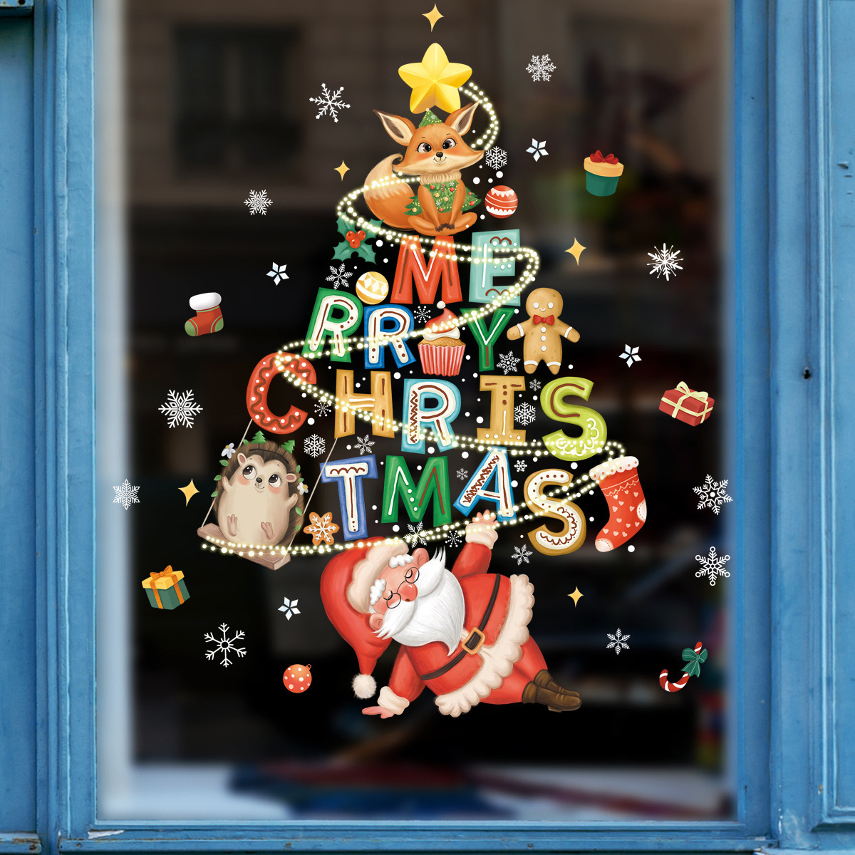 Christmas Stickers Glass Display Windows Christmas Decorations
