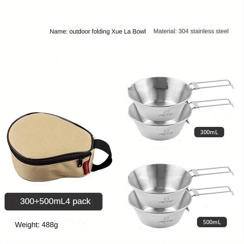 Outdoor Camping Pot Set 304 Stainless Steel Bowl Picnic Tableware