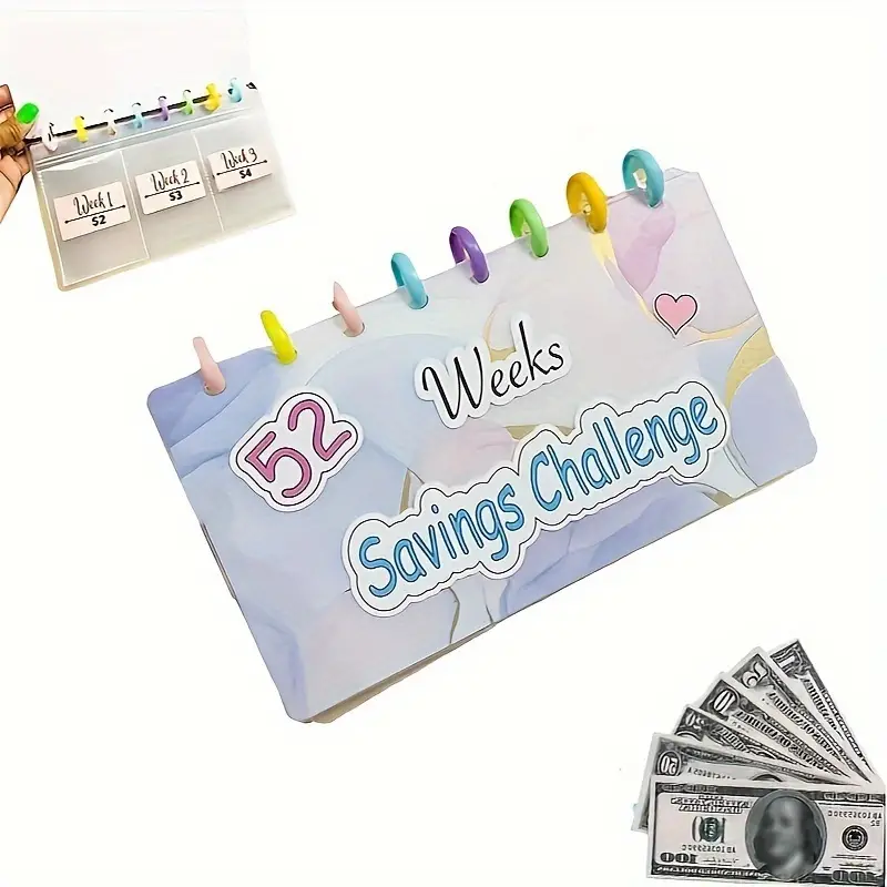 52 Week Savings Challenge Cash Envelope Save Money Budget Book Binder  Reusable