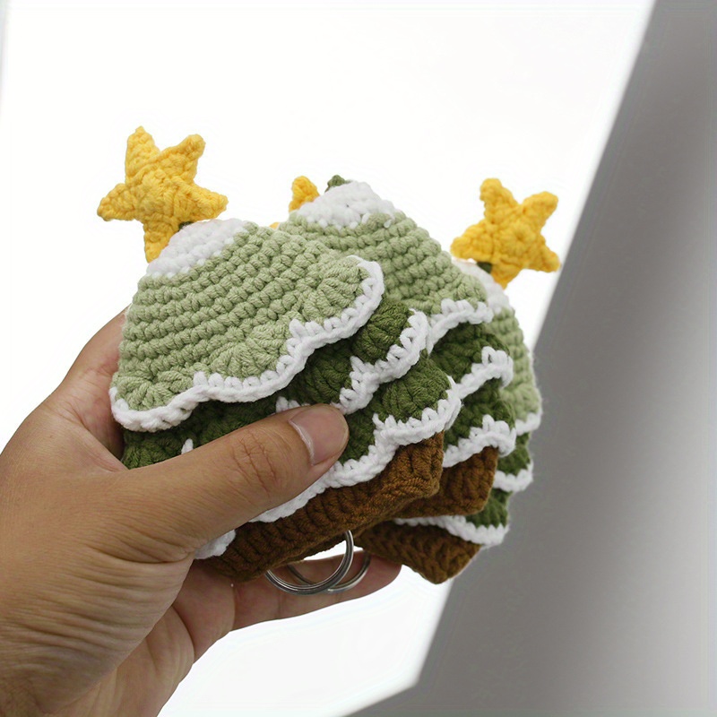 1pc, New Christmas Gift Sweet Christmas Tree Hand-woven Key Bag New Woolen Hook Loom Key Protector Handmade Key Hanging