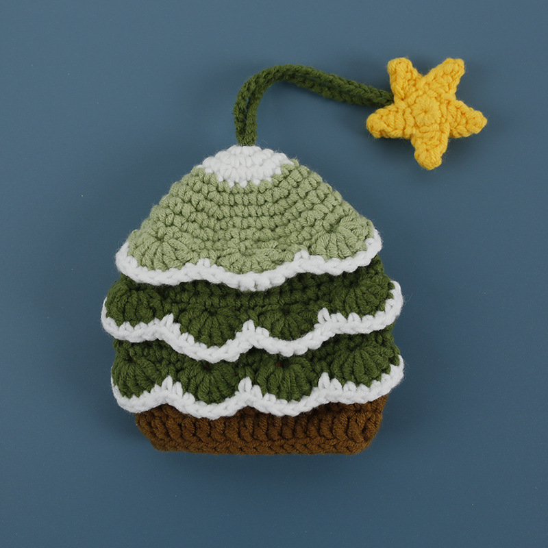 1pc, New Christmas Gift Sweet Christmas Tree Hand-woven Key Bag New Woolen Hook Loom Key Protector Handmade Key Hanging