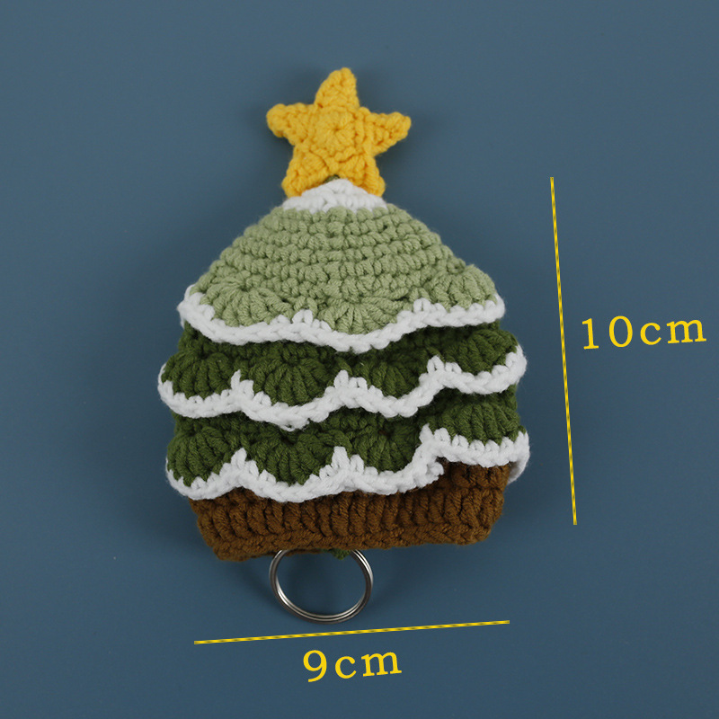 1pc, New Christmas Gift Sweet Christmas Tree Hand-woven Key Bag New Woolen Hook Loom Key Protector Handmade Key Hanging