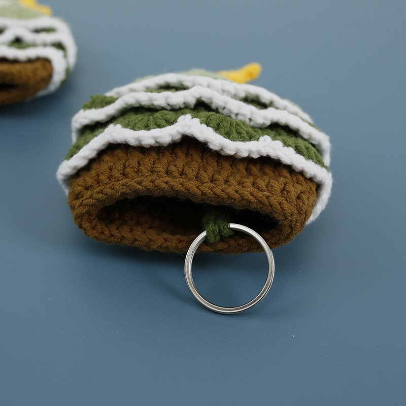 1pc, New Christmas Gift Sweet Christmas Tree Hand-woven Key Bag New Woolen Hook Loom Key Protector Handmade Key Hanging