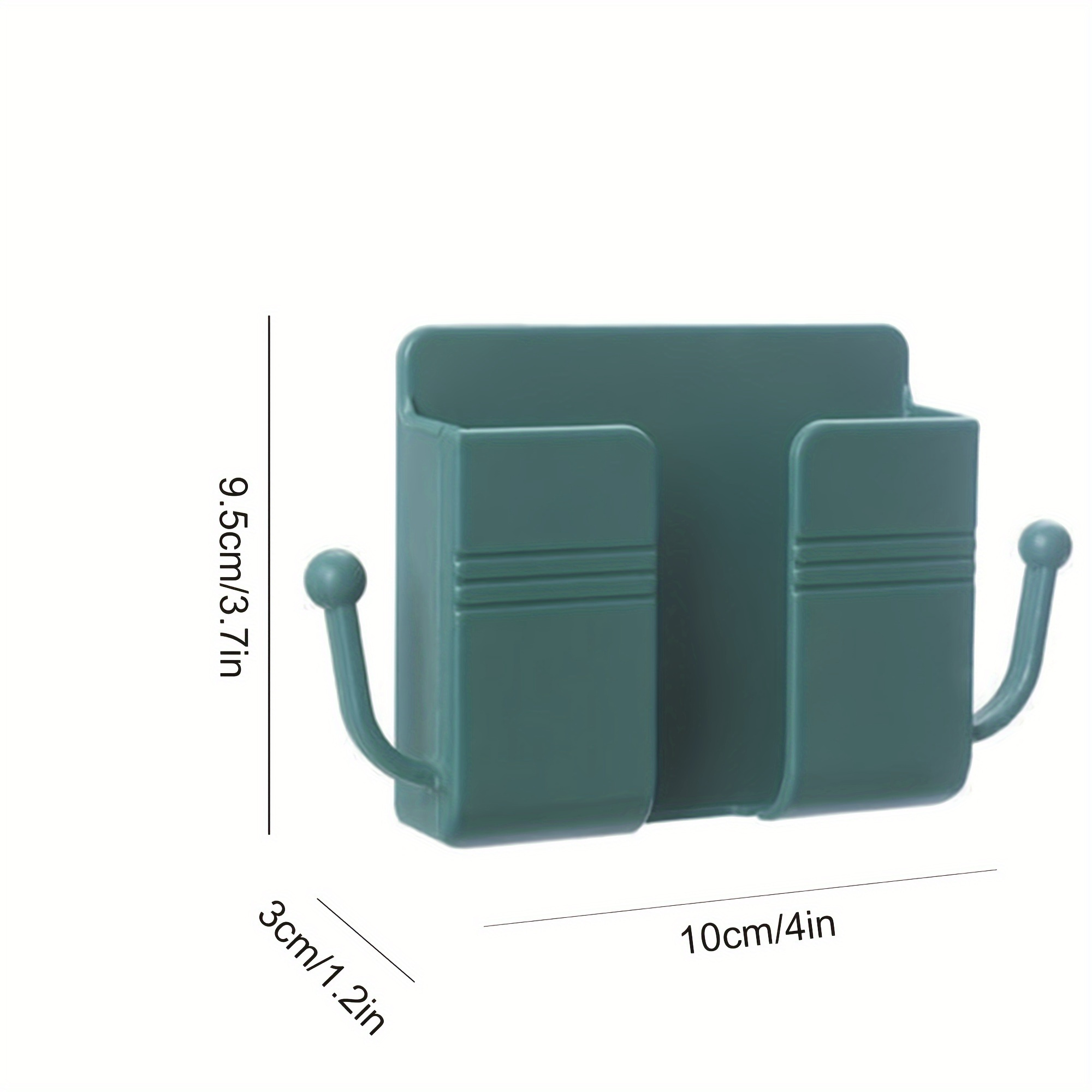 1pc Adhesive Wall Mount Phone Holder With Hooks, Storage Box For Mobile Phone Remote Control, Storage Box For Bedroom, Kitchen, Bathroom, Office