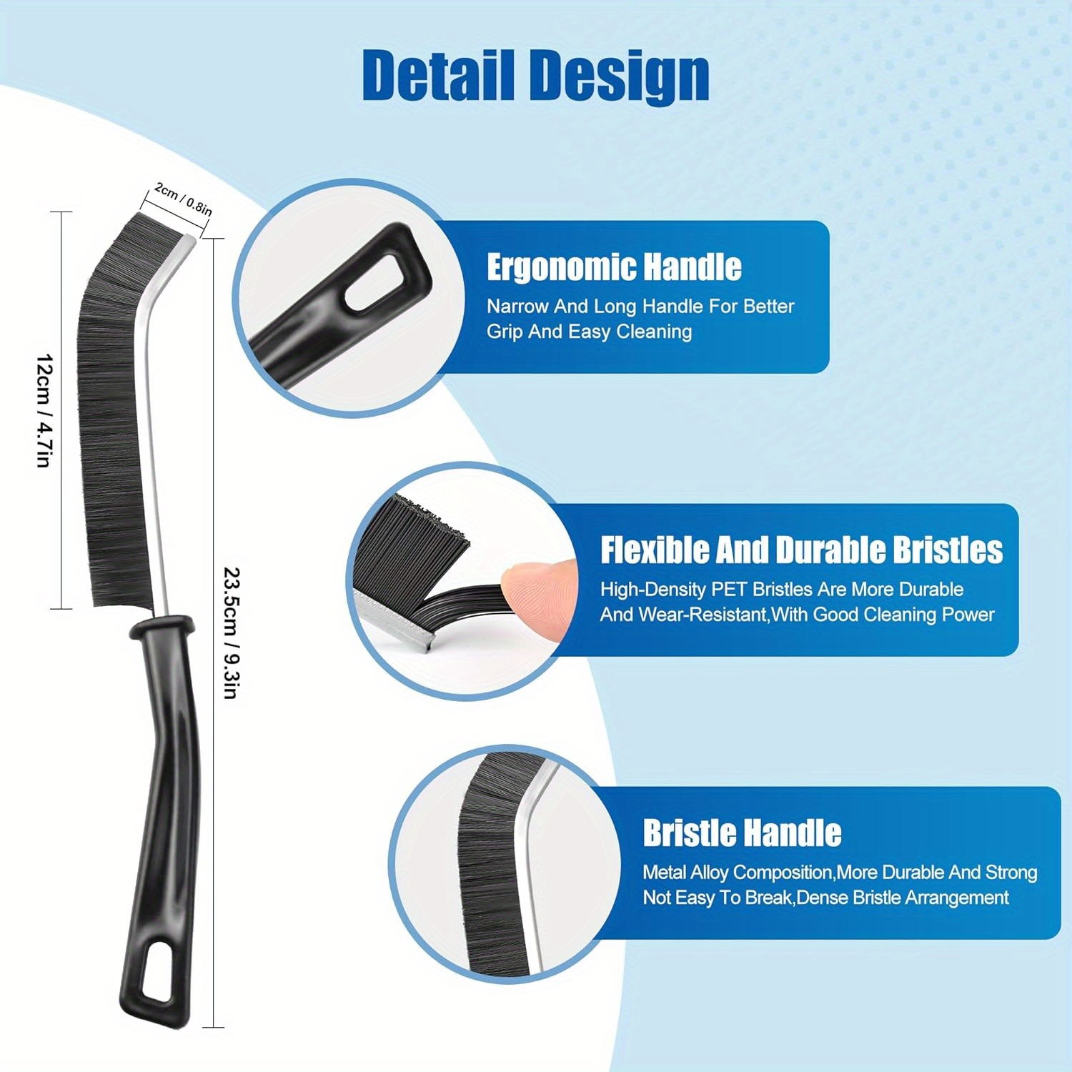 Crevice Cleaning Brush,Hard-Bristled Crevice Cleaning Brush,Bathroom Gap  Cleaning Brush Tool, Small Gap Cleaning Brush for Kitchen Bathroom Tiles
