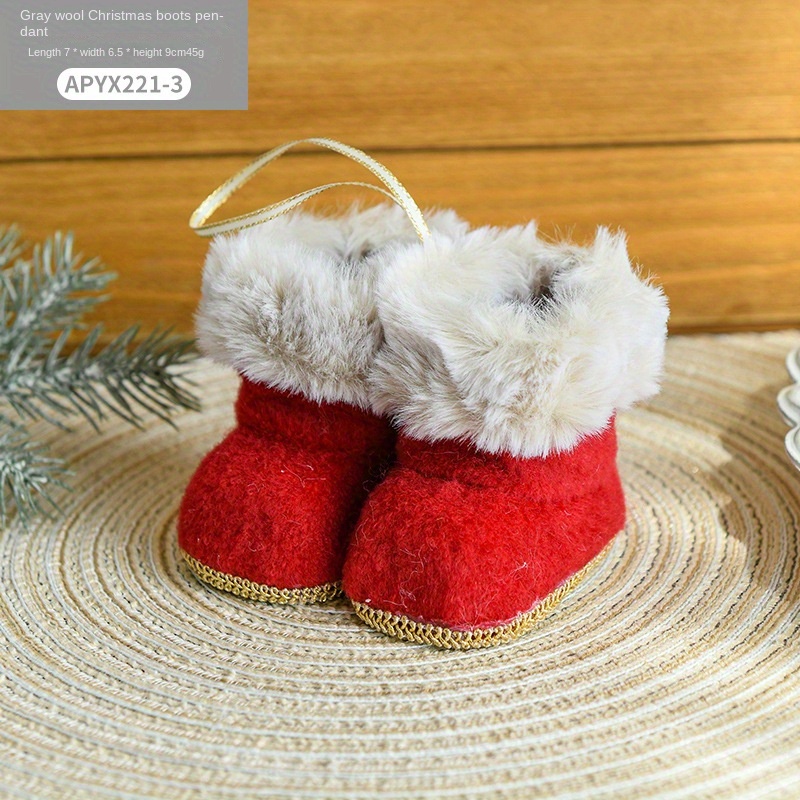 Red Fabric Christmas Boots Decoration Creative Little Christmas