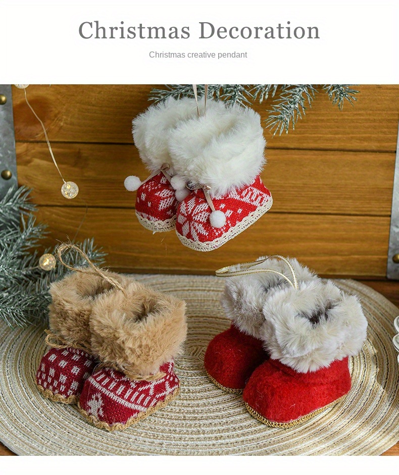 Red Fabric Christmas Boots Decoration Creative Little Christmas
