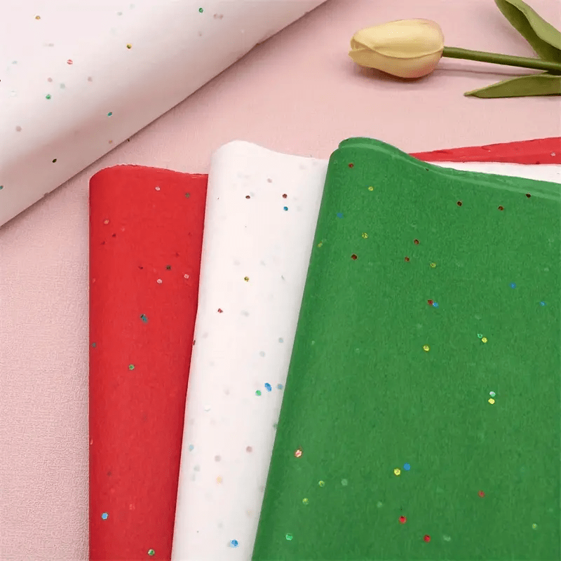 10pcs 50*66cm Gift Wrapping Paper, Glitter Polka Dot White Gift Packaging  Paper