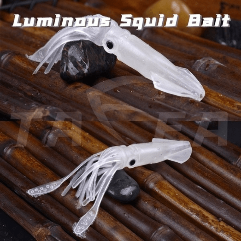 5pcs 1.41oz Squid Fishing Lures, Luminous Fishing Lures With 3D Eyes,  Lifelike Squid-shaped Hard Baits Kit For Saltwater