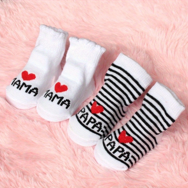 3 Pares Calcetines Patrón 'i Love Dad Mom' Niñas - Temu