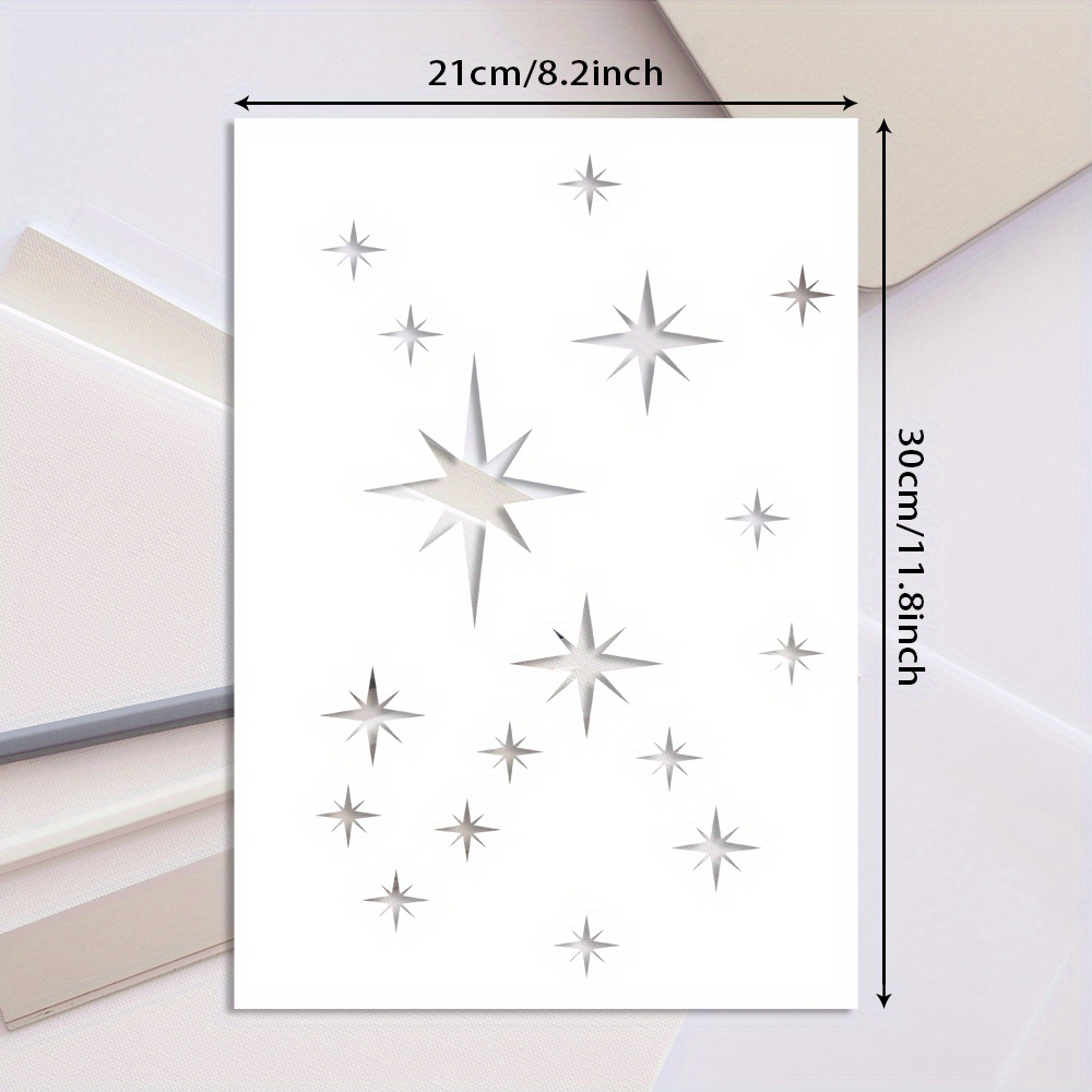 BENECREAT Twinkle Star Stencils 15.6x15.6cm Five-pointed Star Hexagonal  Stainless Steel Painting Templates for Woodburning, Canvas and Scrapbooking