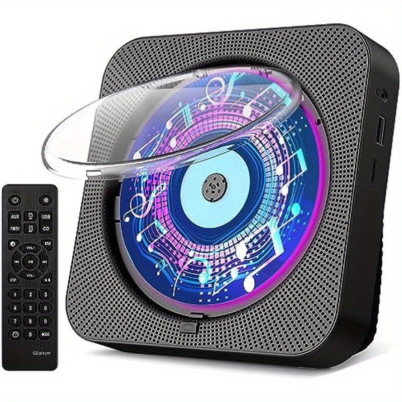 Reproductor de CD portátil para el hogar, reproductor de CD de escritorio  con altavoces estéreo, batería recargable, Bluetooth, radio Fm, control