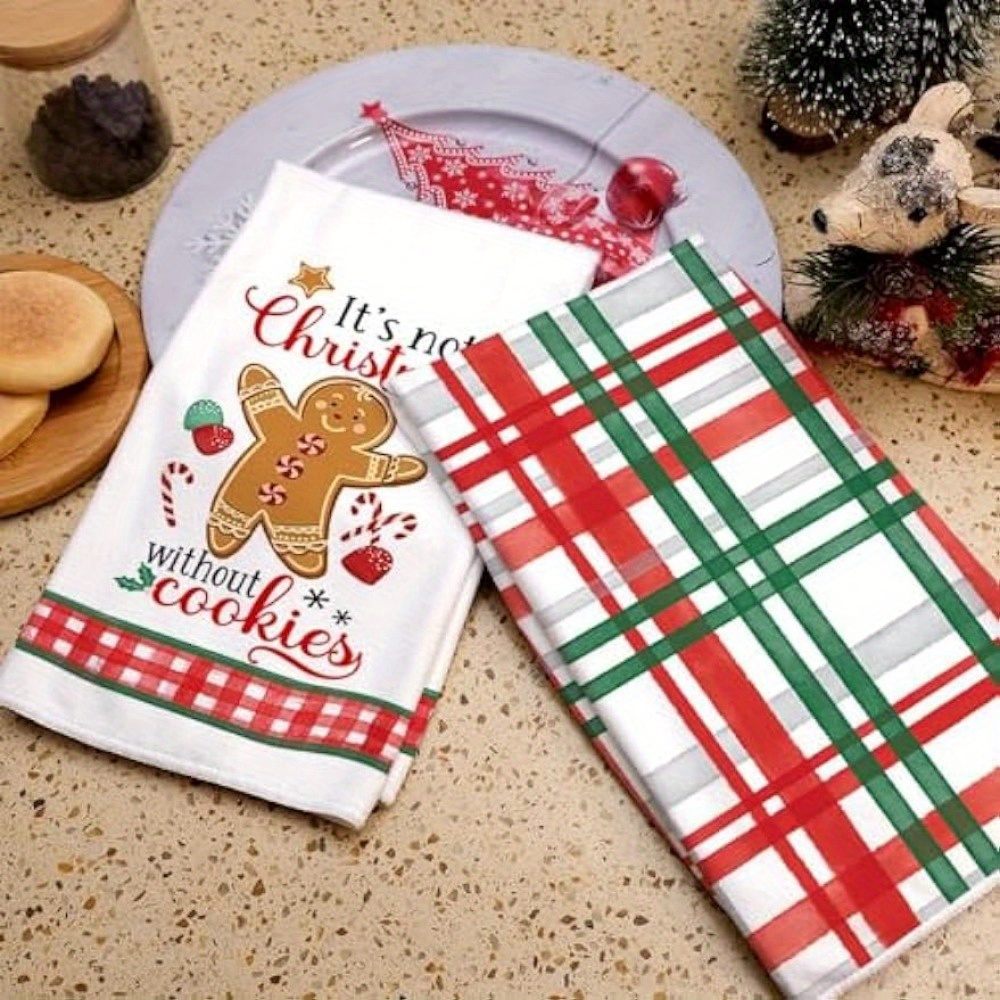 JOOCAR Christmas Kitchen Towels, Gingerbread Man Cookie House